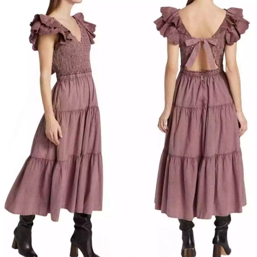 Sea New York Heidi Flutter Sleeve Tiered Dress